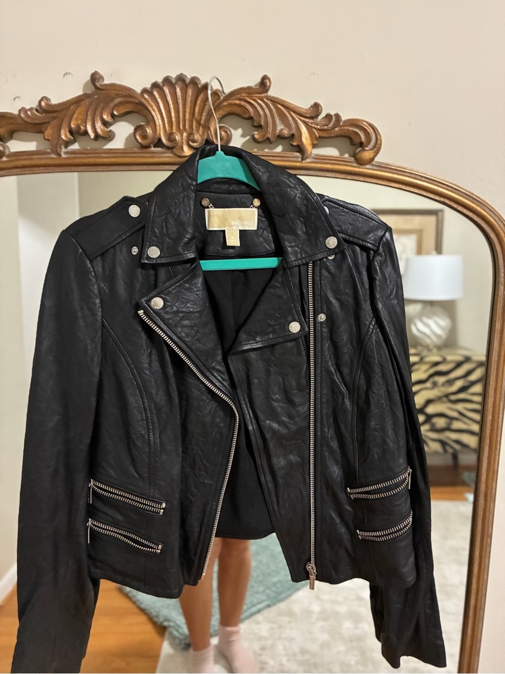 Michael Kors leather moto jacket large